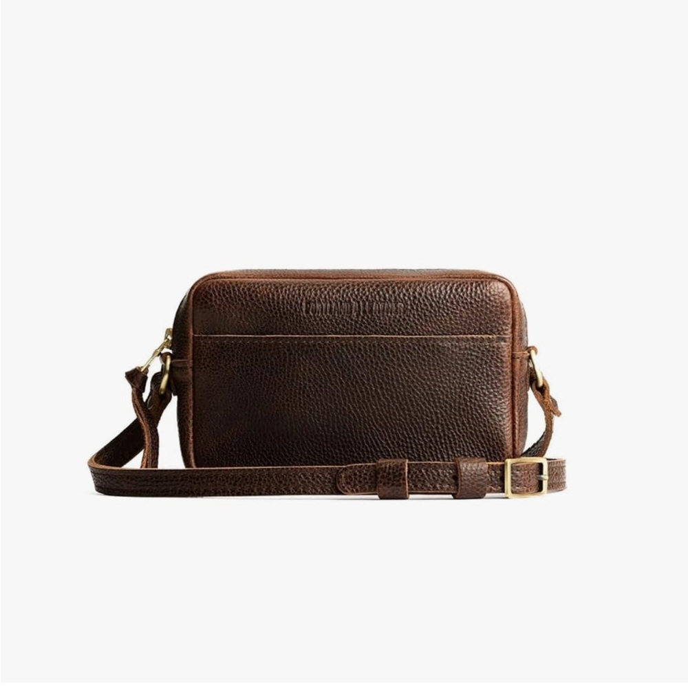 Portland Leather Brown Pebbled Leather Crossbody Bag